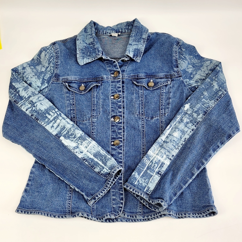 Lapis Cosmopolitan Button Down Jean Jacket With C… - image 3